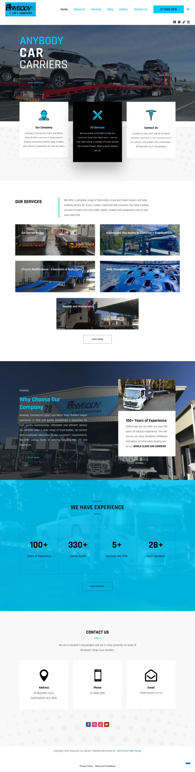 Anybody Car Carriers website full-page screenshot