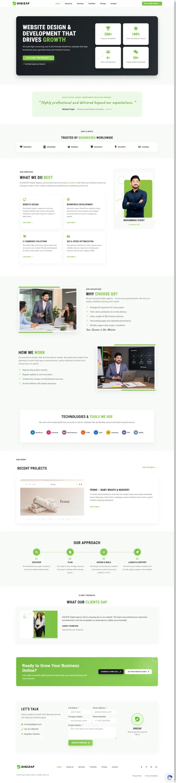 Digizaf website full-page screenshot