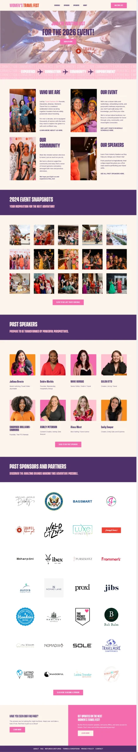 Women's Travel Fest website full-page screenshot